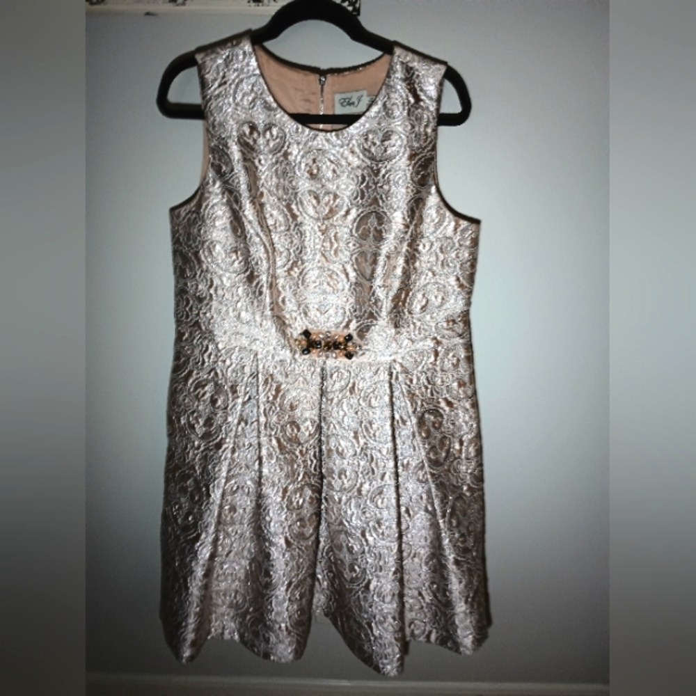 Eliza J rose gold brocade dress. Size 14